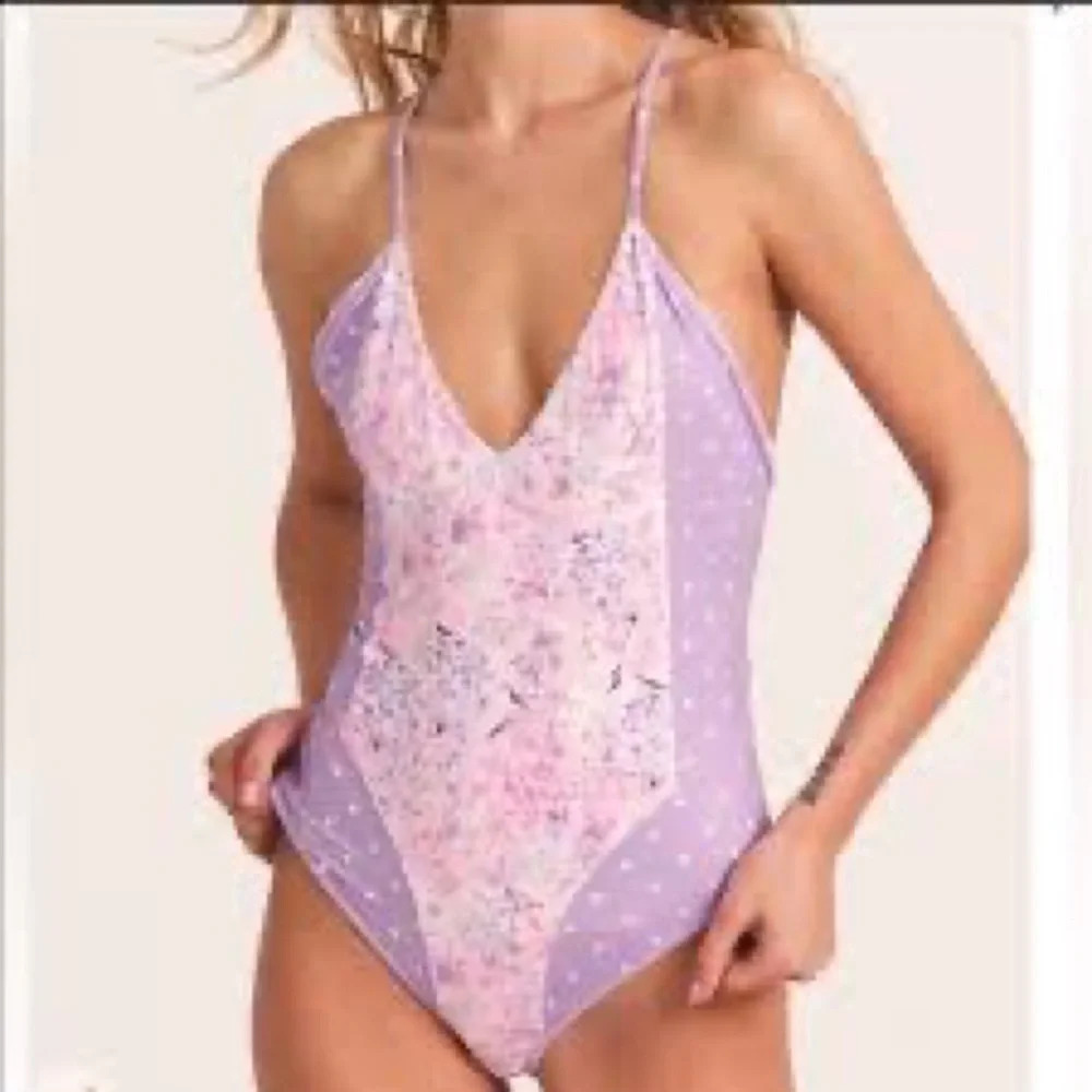 NWT loveshackfancy one piece‎ swim suit in purple Pansy size small